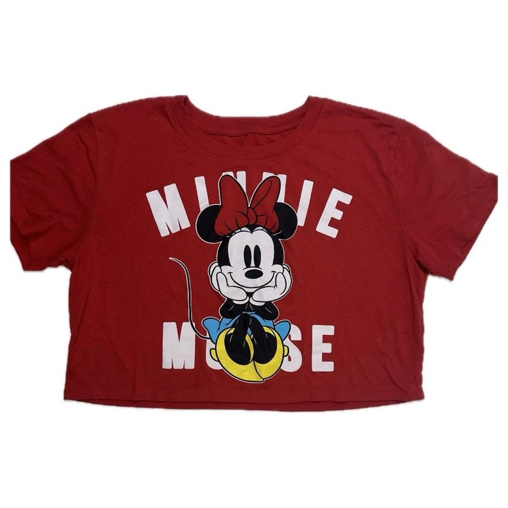 Disney Minnie Mouse Crop T-Shirt Top Women’s Size Large Juniors L (11/13) Red